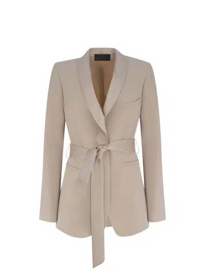 Shop Manuel Ritz Tuxedo Jacket  Made Of Never Satin In Beige