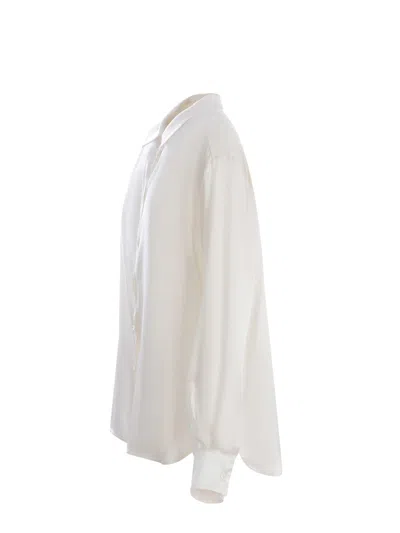 Shop Manuel Ritz Shirt  Made Of Silk In Bianco