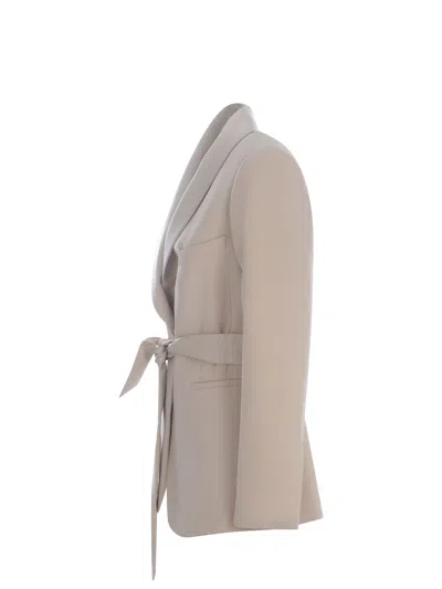 Shop Manuel Ritz Tuxedo Jacket  Made Of Never Satin In Beige