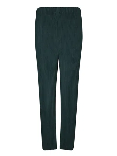Shop Issey Miyake Pleated Green Straight Trousers