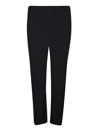 Shop Issey Miyake Pleated Black Straight Trousers