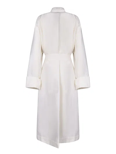 Issey Miyake Shaped Membrane Linen Trenh Coat In White