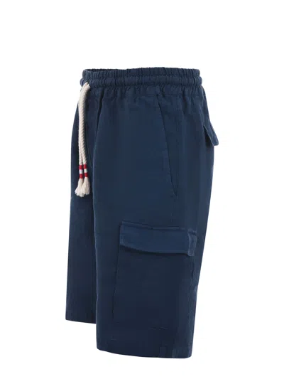 Shop Mc2 Saint Barth Linen Shorts In Blu Scuro