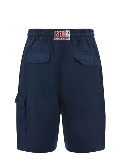 Shop Mc2 Saint Barth Linen Shorts In Blu Scuro