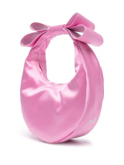Shop Mach &amp; Mach Pink Small Cadeau Satin Tote Bag