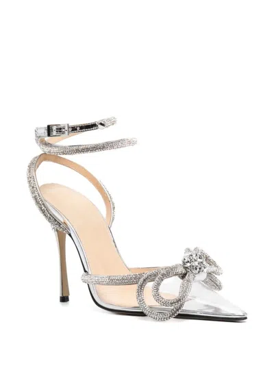 Shop Mach &amp; Mach Double Bow 120 Mm Slingback In Silver