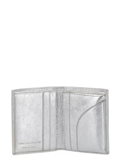 Shop Comme Des Garçons Leather Wallet In Silver