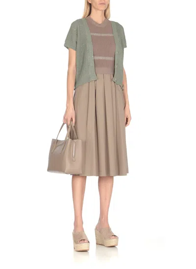 Shop Peserico Cotton Midi Dress In Brown