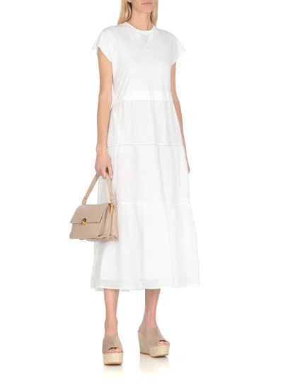 Shop Peserico Cotton Midi Dress In White