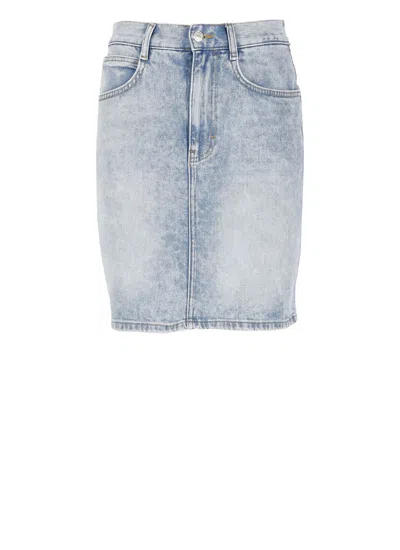 Shop M05ch1n0 Jeans Cotton Mini Skirt In Blue