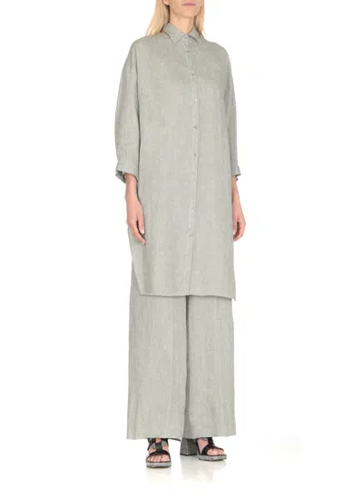 Shop Peserico Linen Dress In Green