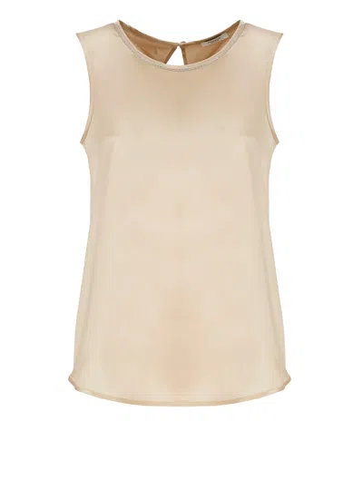 Shop Peserico Top With Light Point Details In Beige