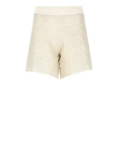 Shop Peserico Linen Shorts In Ivory