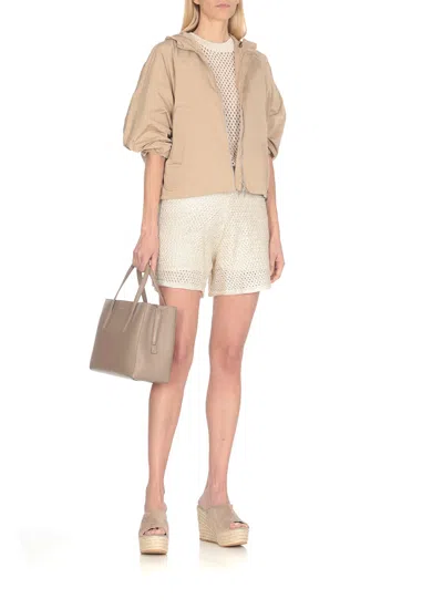Shop Peserico Linen Shorts In Ivory