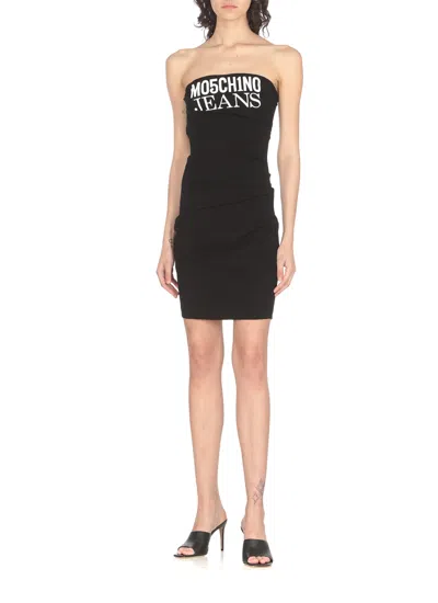 Shop M05ch1n0 Jeans Dress With Logo In Black