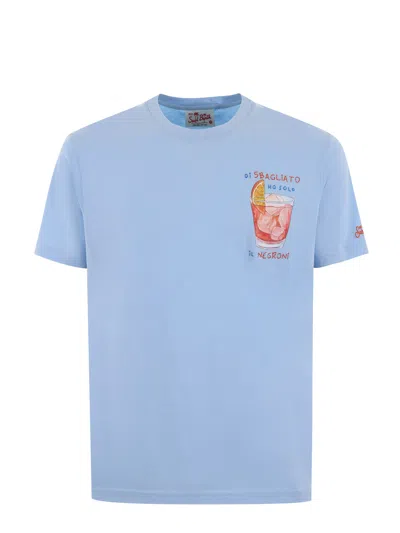 Shop Mc2 Saint Barth T-shirt  Di Sbagliato Ho Solo Il Negroni In Cotone Disponibile Store Scafati In Celeste