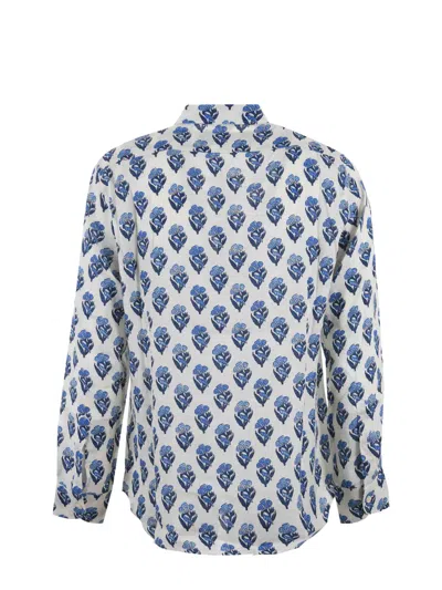 Shop Mc2 Saint Barth Shirt In Ecru/blu