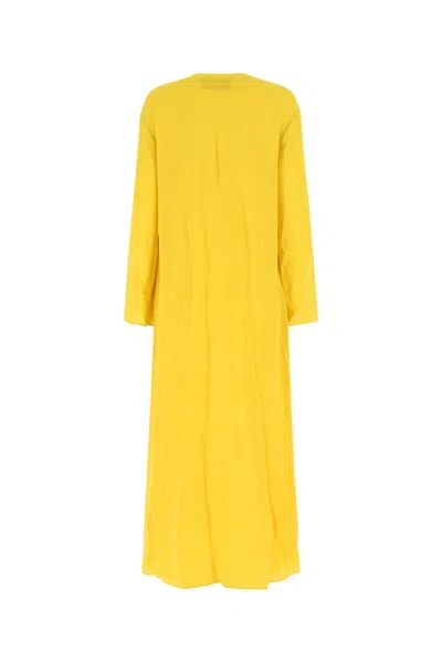 Shop Valentino Yellow Crepe Kaftan Dress In Md1