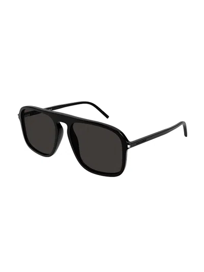 Shop Saint Laurent Sl 590 Sunglasses In Black-black-black