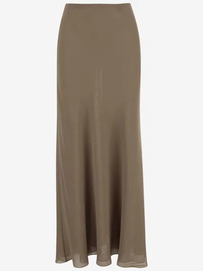 Shop Khaite Silk Mauva Skirt In Beige