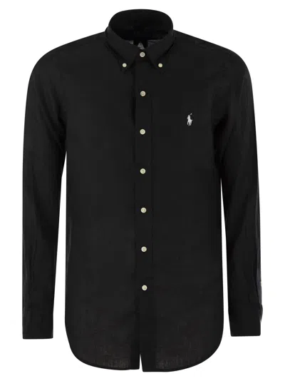 Shop Polo Ralph Lauren Custom-fit Linen Shirt In Black