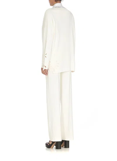Shop Ermanno Scervino Viscose Sweater With Embroideries In Ivory