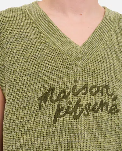 Shop Maison Kitsuné Maison Kitsune Handwriting Oversize Vest In Green