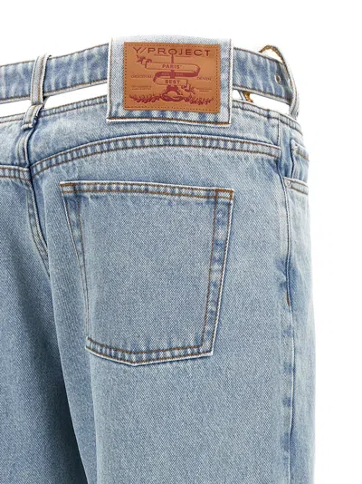 Shop Y/project Evergreen Y Belt Jeans In Light Blue
