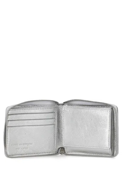 Shop Comme Des Garçons Leather Wallet In Silver