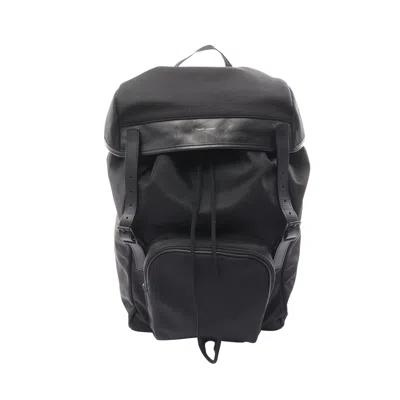 Shop Saint Laurent City City Flap Backpack Rucksack Nylon Leather In Black