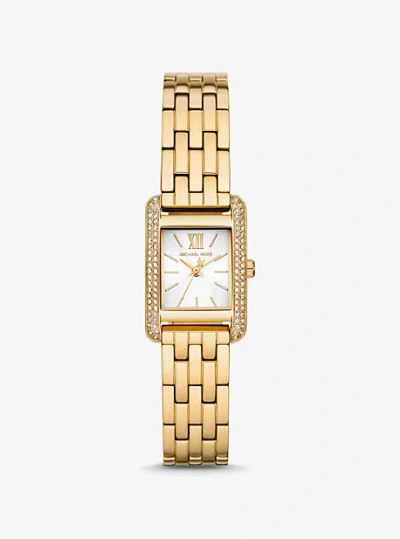 Shop Michael Kors Mini Monroe Pavé Gold-tone Watch