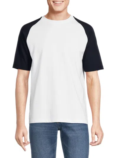 Shop Theory Men's Cassius Raglan Sleeve Tee In White Black