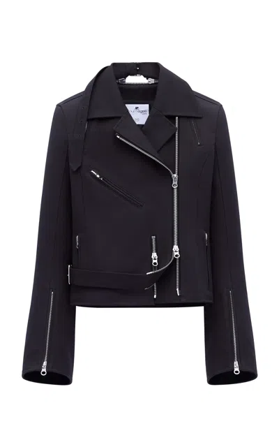 Shop Courrèges Modular Cotton Biker Jacket In Black