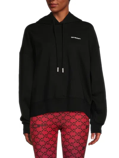 Shop Off-white Women's For All Logo Hoodie In Black