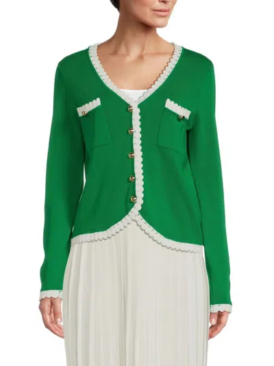 Shop Nanette Lepore Women's Crochet Trim Cardigan In Green