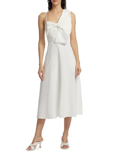 Shop Elie Tahari Women's The Emily Bow Midi Dress In Sky White