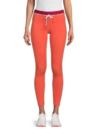 Shop Off-white Women's Logo Band Leggings In Orange