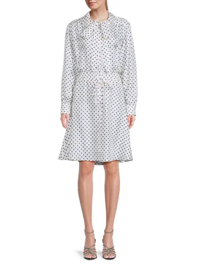 Shop Lanvin Women's Polka Dot Silk A-line Dress In Ecru White
