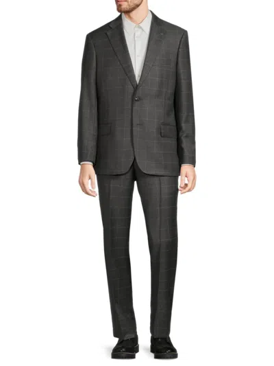 Scotch & Soda Men's Modern Fit Windpane Wool Suit In Charcoal