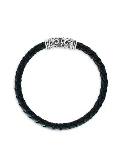 Shop Effy Men's Sterling Silver & Leather Bracelet