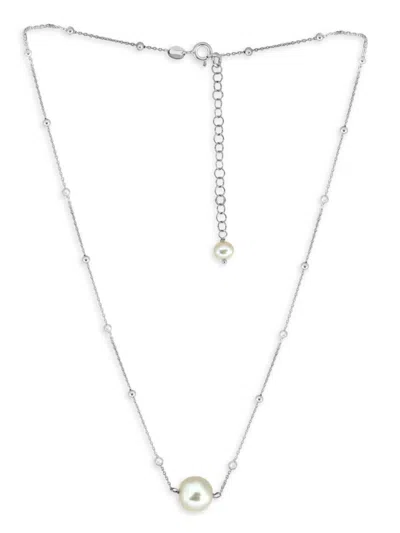 Effy Women's Sterling Silver, 3mm & 10mm Freshwater Pearl Station Necklace In Silver