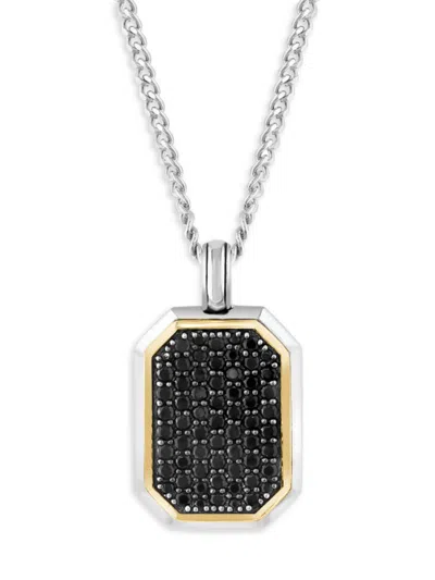 Shop Effy Women's 14k Yellow Goldplated Sterling Silver & Black Spinel Pendant Necklace