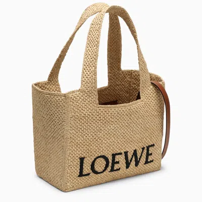 Shop Loewe Font Large Natural Raffia Bag In Metal