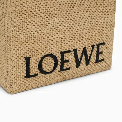 Shop Loewe Font Large Natural Raffia Bag In Metal
