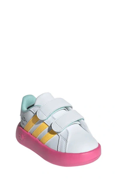 Shop Adidas Originals Kids' Grand Court Minnie Mouse Sneaker In White/ Spark/ Magenta