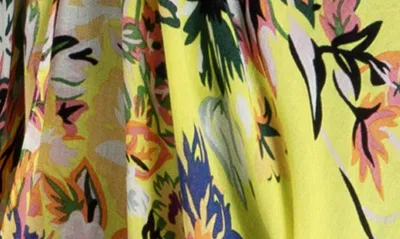 Saachi Floral Print Cropped Cover-up Kaftan In Yellow