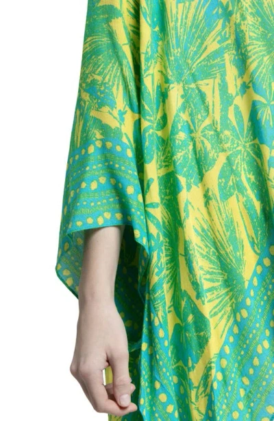 Shop Saachi Tropical Floral Print Cover-up Kaftan In Blue Combo