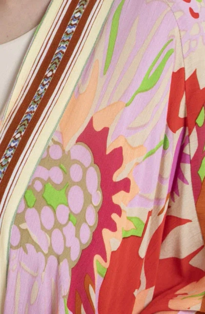Saachi Floral Cocoon Duster In Pink Multi