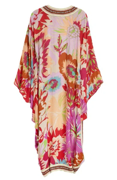 Saachi Floral Cocoon Duster In Pink Multi