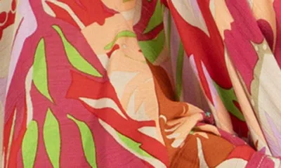 Saachi Floral Cocoon Duster In Pink Multi